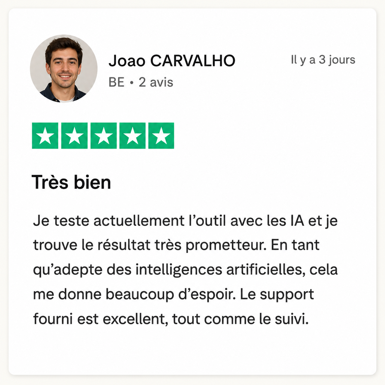 Avis client de Joao